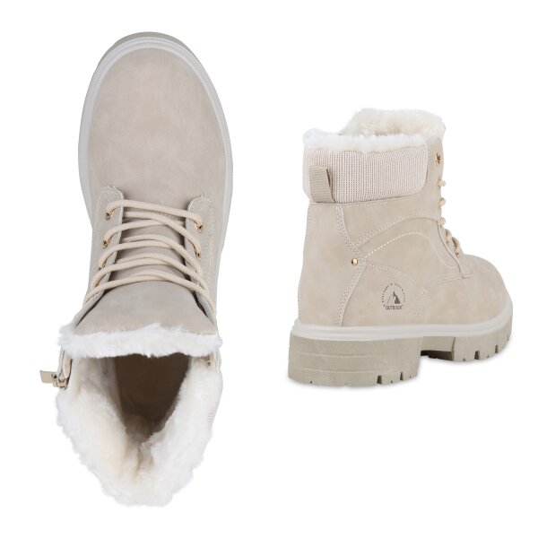Stiefelparadies Damen Worker Boots in Beige Exklusivangebot