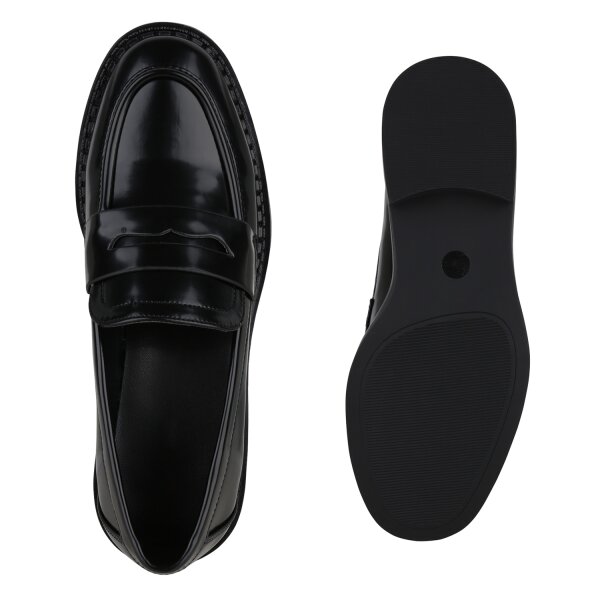 Stiefelparadies Damen Loafers in Schwarz Weihnachtsangebot