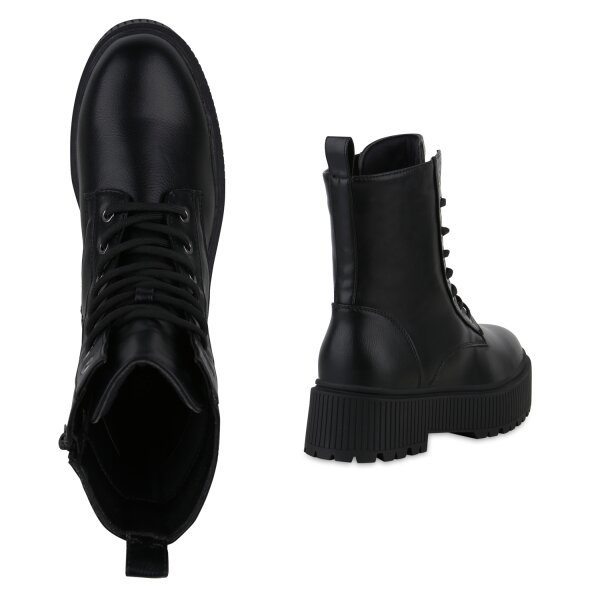 Stiefelparadies Damen Plateau Boots in Schwarz Muttertagsangebot