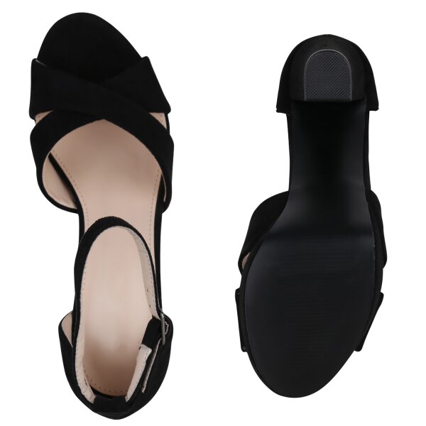 Stiefelparadies Damen High Heels in Schwarz Velours Tiefpreis