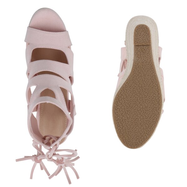 Stiefelparadies Damen Keilsandaletten in Rosa Super Sparpreis