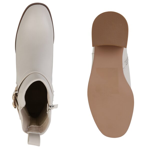 Stiefelparadies Damen Biker Boots in Beige JETZT KAUFEN