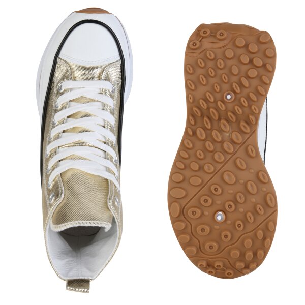 Stiefelparadies Damen Plateau Sneaker in Gold Letzte 2 Tage