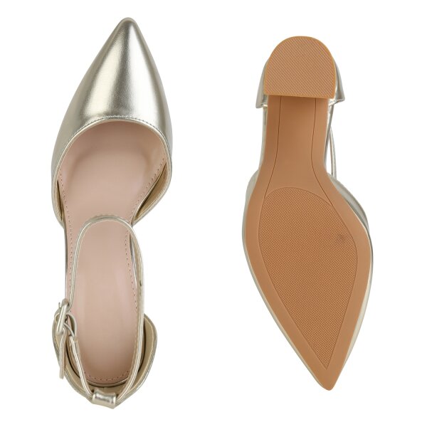 Stiefelparadies Damen Spitze Pumps in Gold Bis zu 60% Rabatt