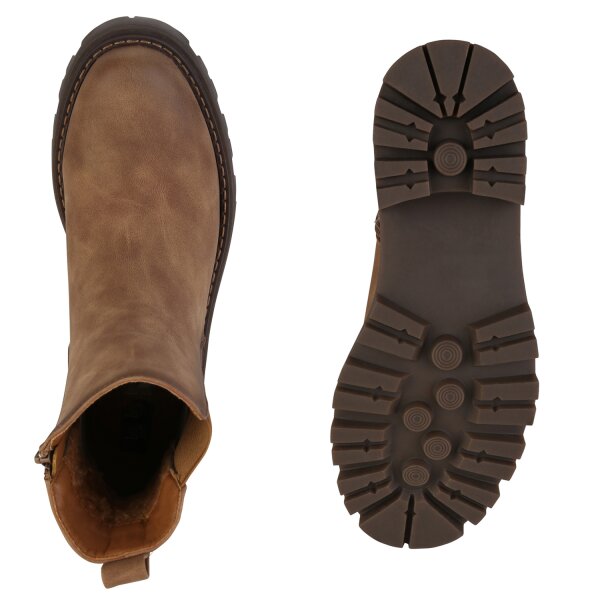 Stiefelparadies Damen Klassische Stiefeletten in Hellbraun Discount Store für neue Produkte