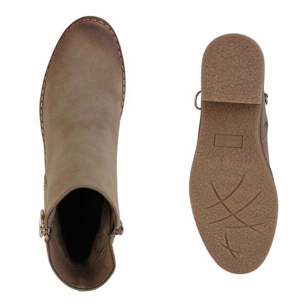Stiefelparadies Damen Klassische Stiefeletten in Khaki Super Rabatt