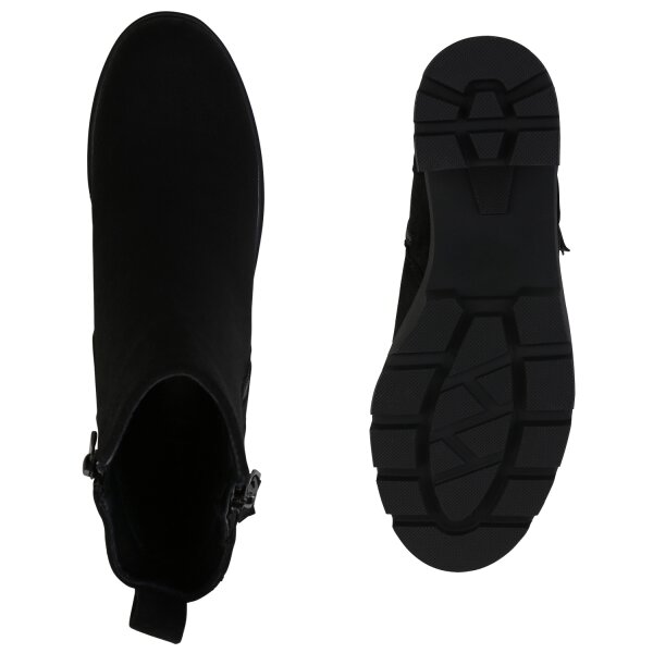 Stiefelparadies Damen Klassische Stiefeletten in Schwarz Clearance-Verkauf