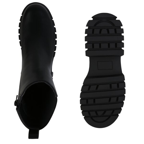 Stiefelparadies Damen Plateau Boots in Schwarz Fabrikladen