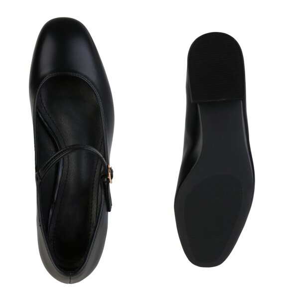 Stiefelparadies Damen Riemchenballerinas in Schwarz Black Friday Preise