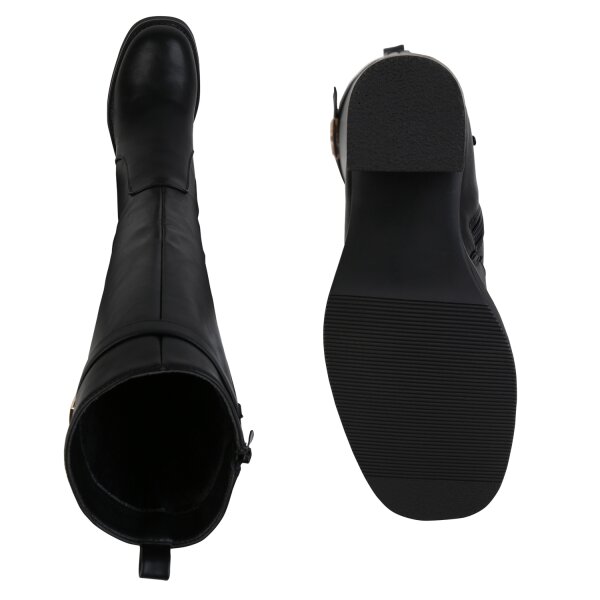 Stiefelparadies Damen Klassische Stiefel in Schwarz Günstiger Verkauf