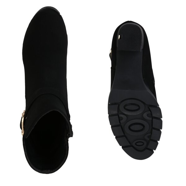 Stiefelparadies Damen Klassische Stiefeletten in Schwarz Kostenloser Versand
