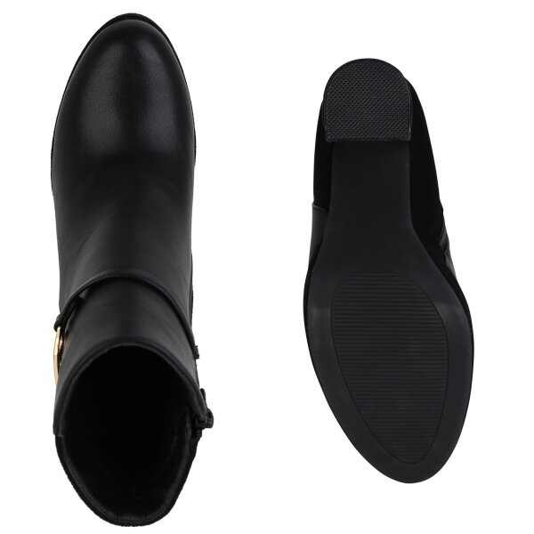 Stiefelparadies Damen Klassische Stiefeletten in Schwarz Limitierter Zeitrabatt