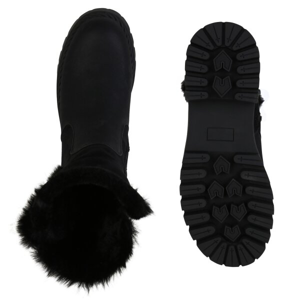 Stiefelparadies Damen Klassische Stiefeletten in Schwarz Fabrik Onlineshop