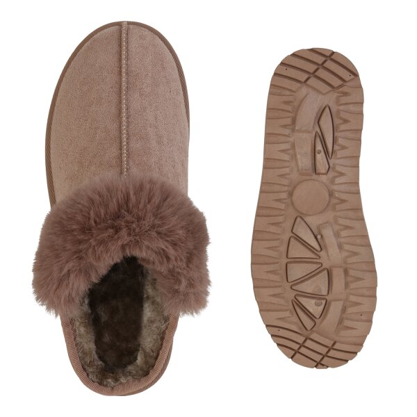 Stiefelparadies Damen Pantoffeln in Khaki Versandkostenfrei