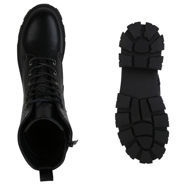 Stiefelparadies Damen Plateau Boots in Schwarz Flash Sale