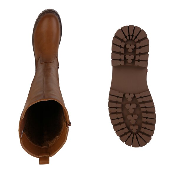 Stiefelparadies Damen Plateaustiefel in Hellbraun Online Shopping