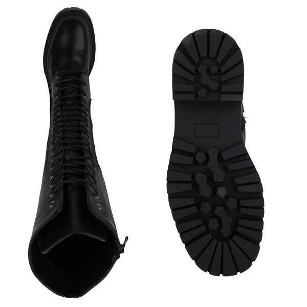 Stiefelparadies Damen Schnürstiefel in Schwarz Exklusivangebot
