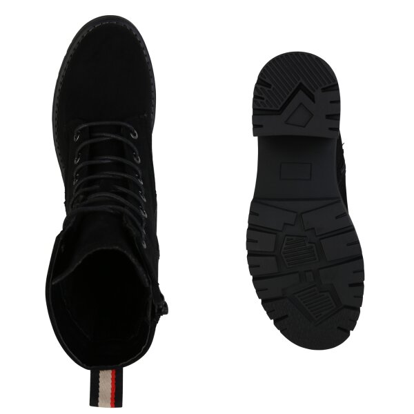 Stiefelparadies Damen Schnürstiefeletten in Schwarz Cyber Monday