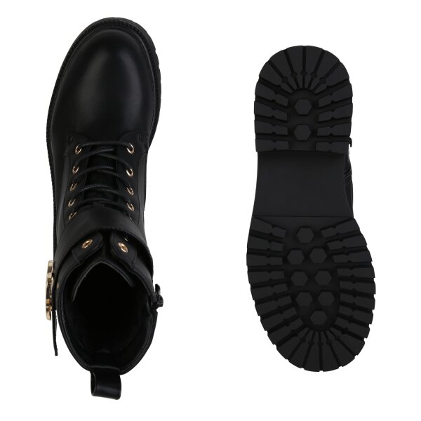 Stiefelparadies Damen Schnürstiefeletten in Schwarz Weihnachtsangebot