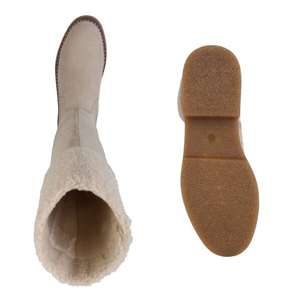 Stiefelparadies Damen Winterstiefel in Beige Heißer Verkauf