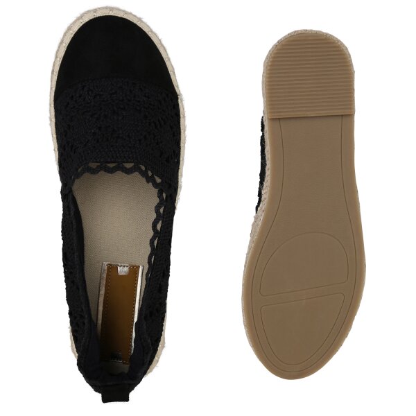 Stiefelparadies Damen Espadrilles in Schwarz Neueste Mode