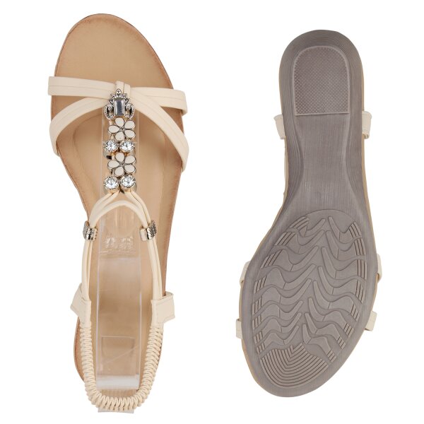 Stiefelparadies Damen Keilsandaletten in Beige Zeitlich begrenztes Angebot