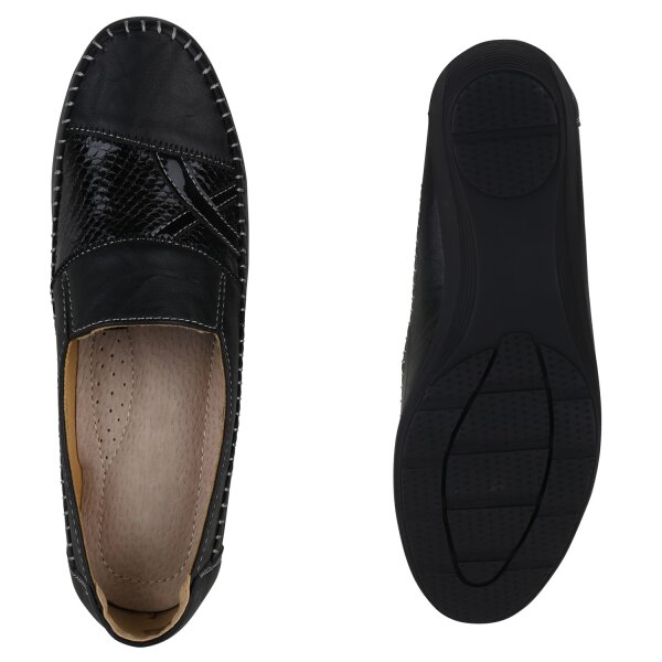 Stiefelparadies Damen Keilslippers in Schwarz Lack Bis zu 65% Rabatt