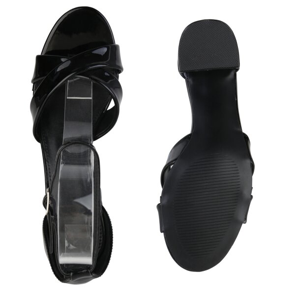 Stiefelparadies Damen Klassische Sandaletten in Schwarz Lack Discount Store für neue Produkte