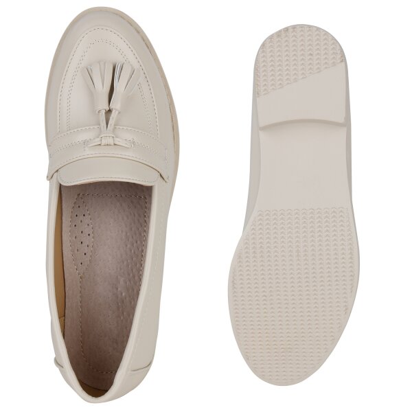 Stiefelparadies Damen Klassische Slippers in Beige Nur noch ein Tag übrig