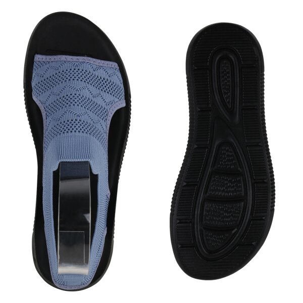 Stiefelparadies Damen Komfort Sandalen in Blau Begrenzt auf 3 Tage
