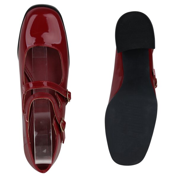 Stiefelparadies Damen Mary Janes in Burgund Lack Rabatte dieses Monats