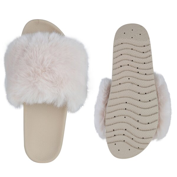 Stiefelparadies Damen Pantoletten in Beige Fabrik Onlineshop
