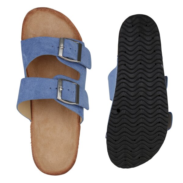 Stiefelparadies Damen Pantoletten in Blau Online Shopping