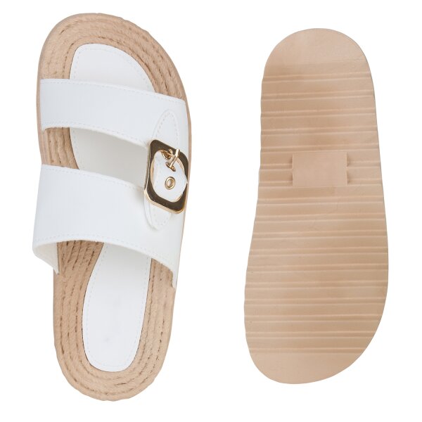 Stiefelparadies Damen Pantoletten in Weiss Online Outlet