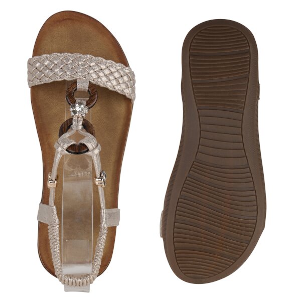 Stiefelparadies Damen Riemchensandalen in Gold Bis zu 55% Rabatt
