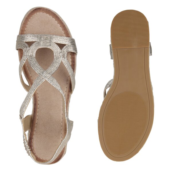 Stiefelparadies Damen Riemchensandalen in Gold Discount Store für neue Produkte