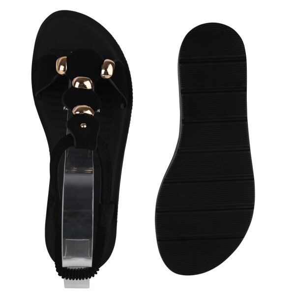 Stiefelparadies Damen Riemchensandalen in Schwarz Kostenloser Versand international