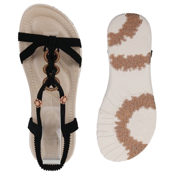 Stiefelparadies Damen Riemchensandalen in Schwarz Speichern exportieren