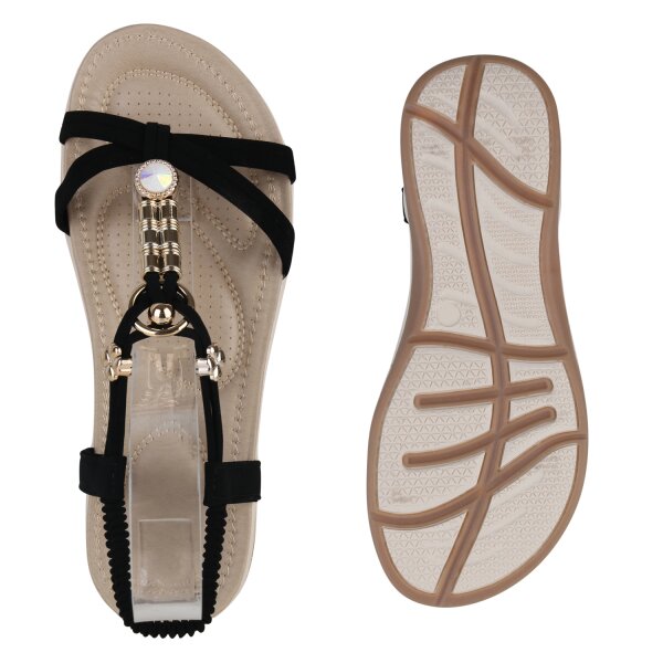Stiefelparadies Damen Riemchensandalen in Schwarz Black Friday Preise
