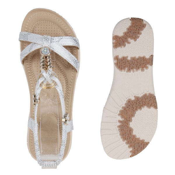 Stiefelparadies Damen Riemchensandalen in Silber Rabatte dieses Monats