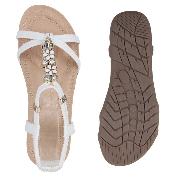 Stiefelparadies Damen Riemchensandalen in Weiss 2025