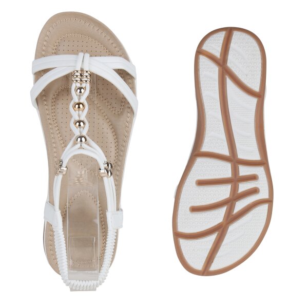 Stiefelparadies Damen Riemchensandalen in Weiss Outlet