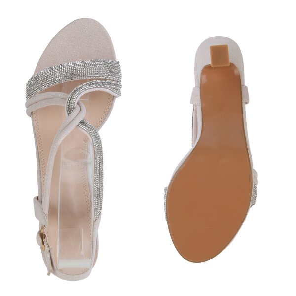 Stiefelparadies Damen Riemchensandaletten in Nude im Angebot
