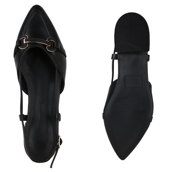 Stiefelparadies Damen Sling Ballerinas in Schwarz Meist gekauft