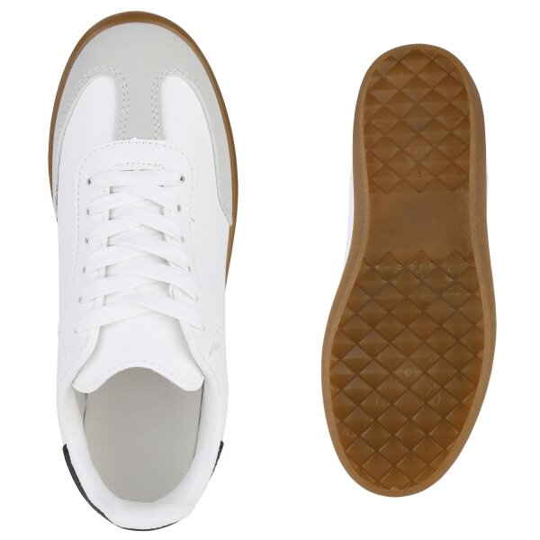 Stiefelparadies Damen Sneaker Low in Schwarz Weiss Online Shopping