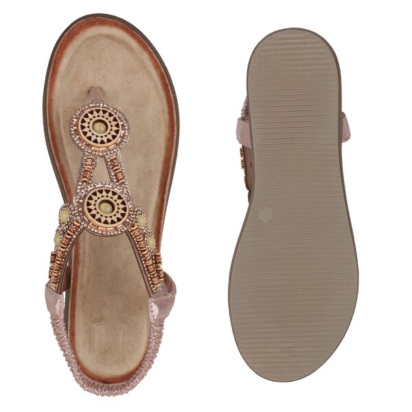 Stiefelparadies Damen Zehentrenner in Rose Gold Muttertagsangebot